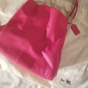 Coach pink Madison pebbled leather handbag